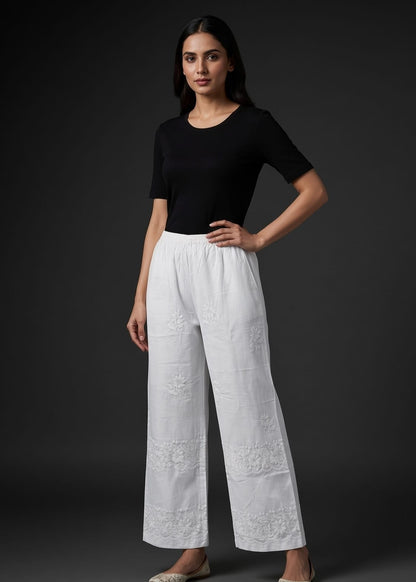 White Embroidered Plazzo.