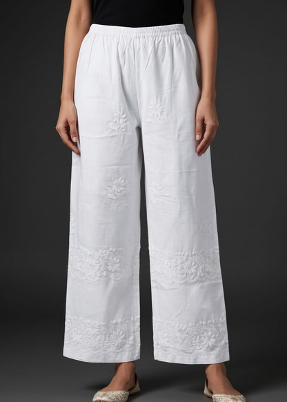 White Embroidered Plazzo.