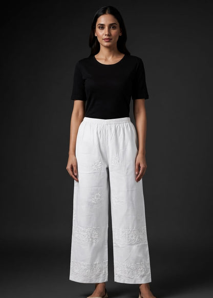 White Embroidered Plazzo.