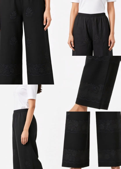 Black Embroidered Plazzo