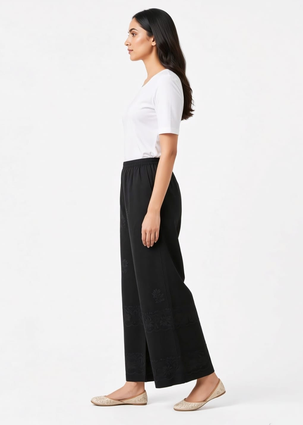 Black Embroidered Plazzo