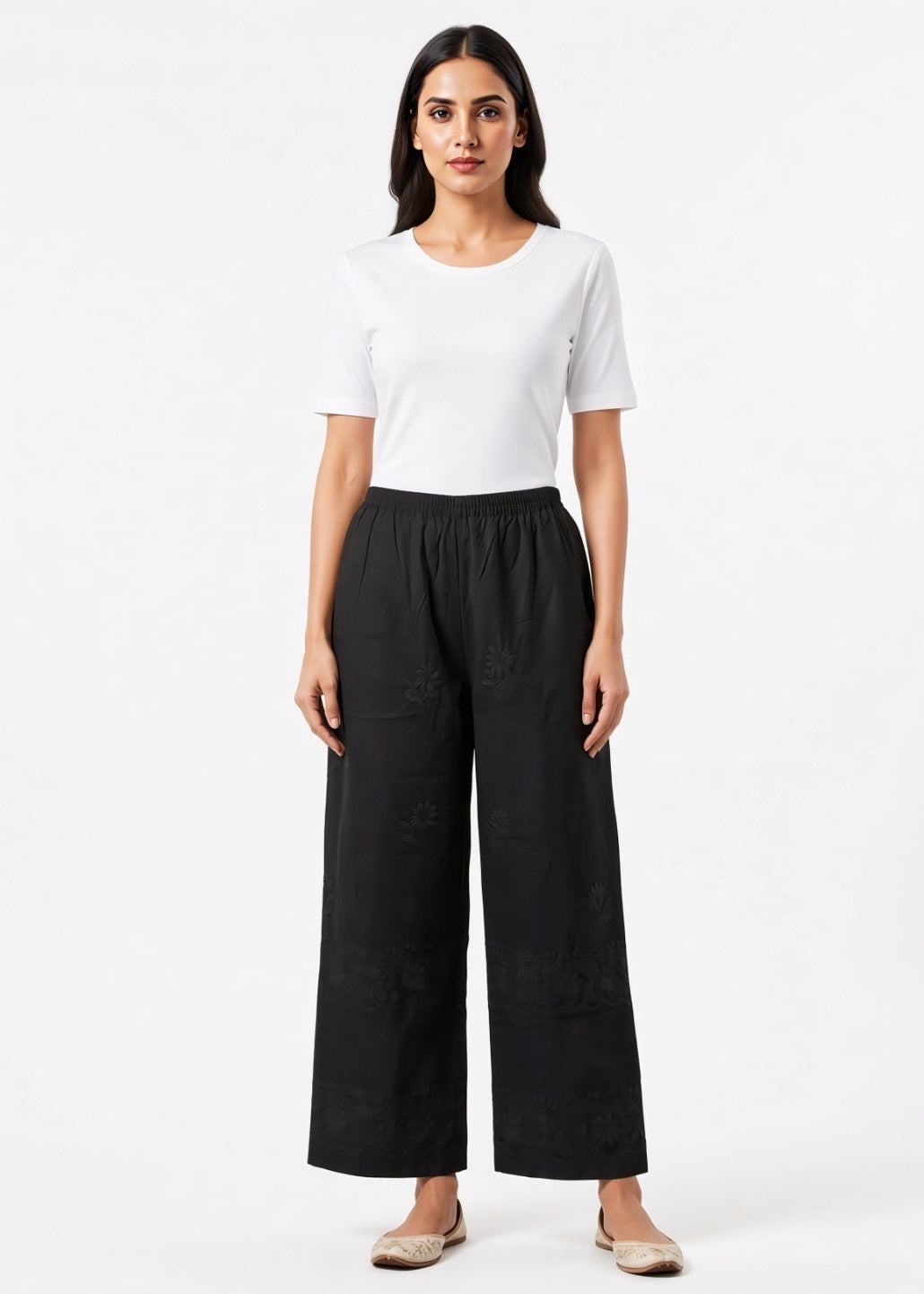 Black Embroidered Plazzo