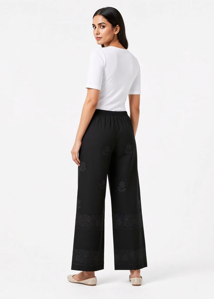 Black Embroidered Plazzo