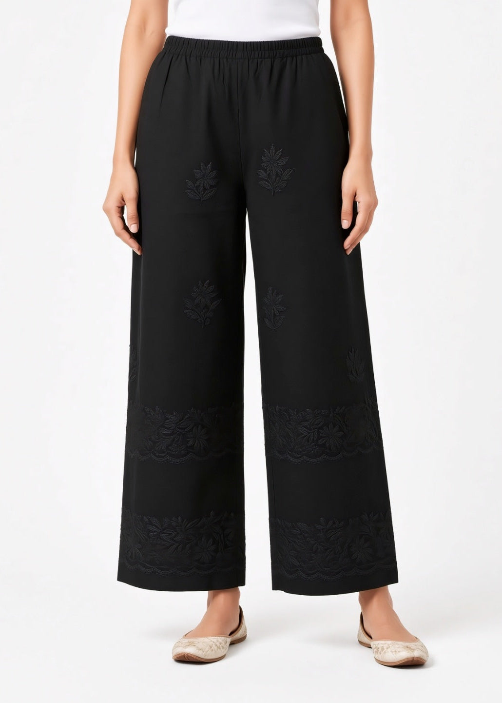 Black Embroidered Plazzo