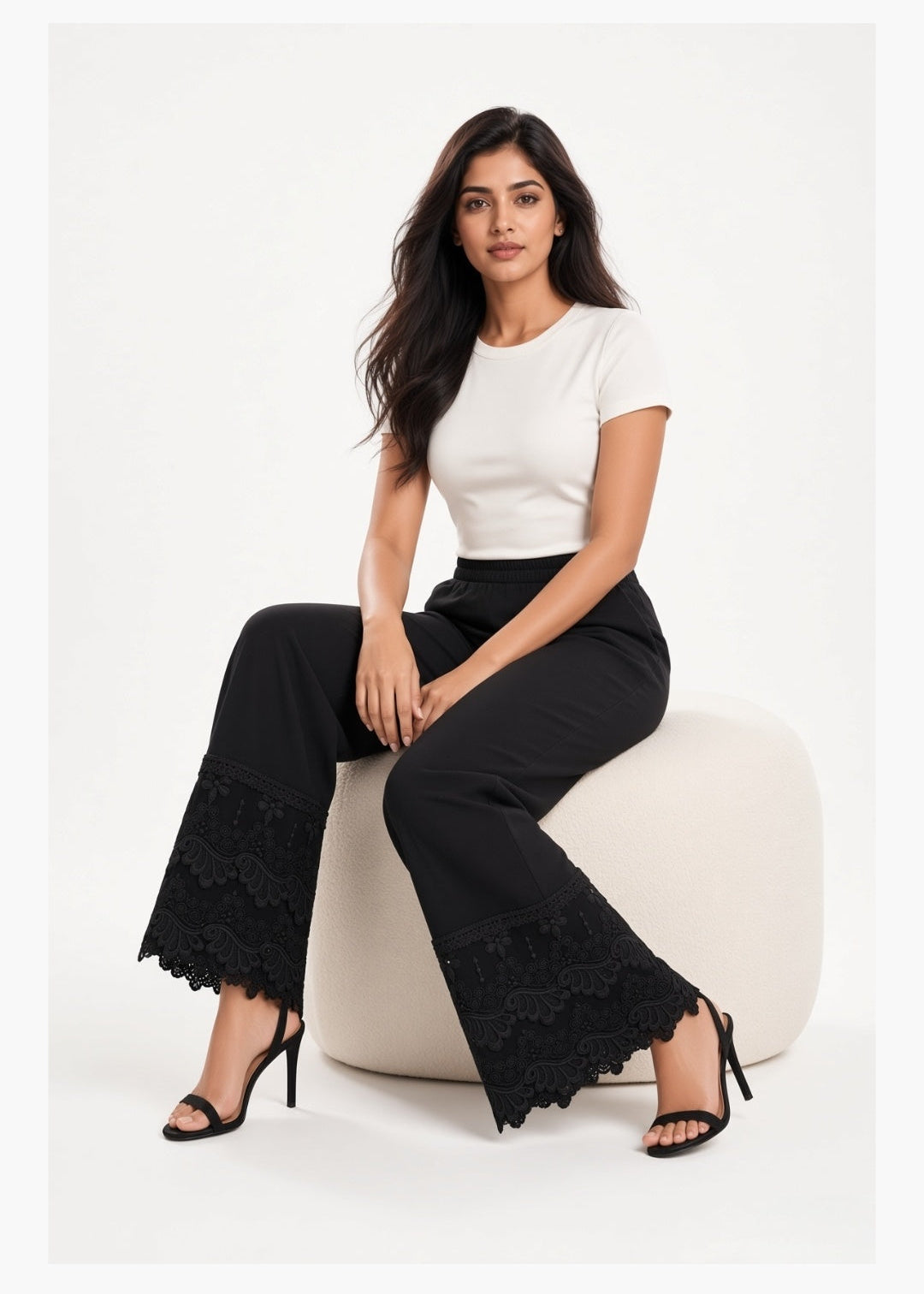 Black Double flare 3D Pant