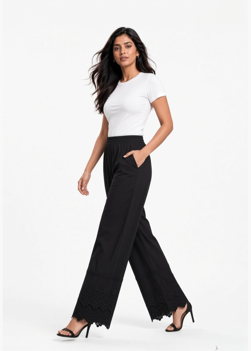 Black Double flare 3D Pant