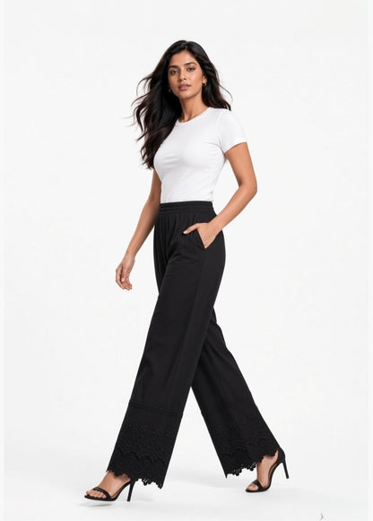 Black Double flare 3D Pant