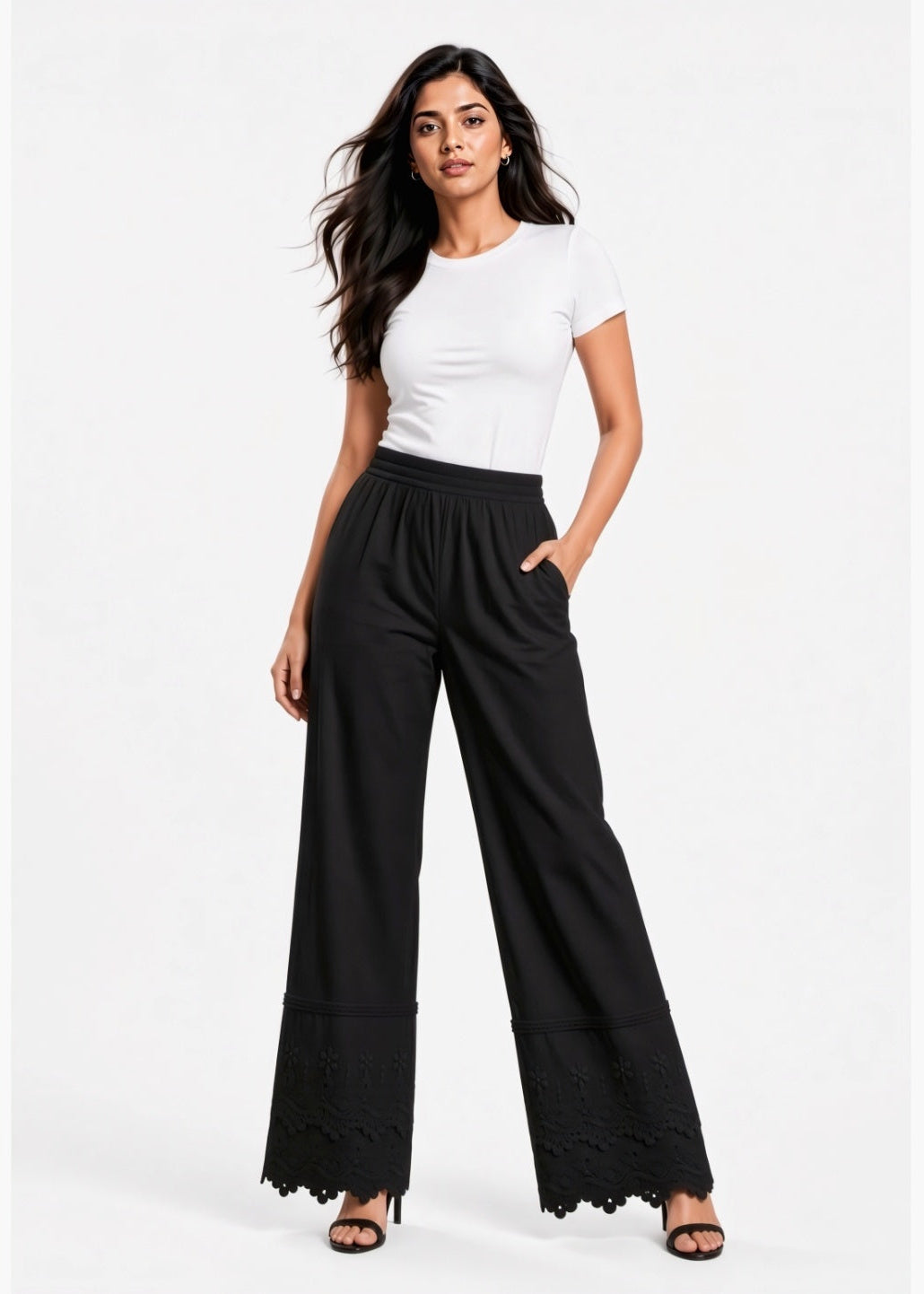 Black Double flare 3D Pant
