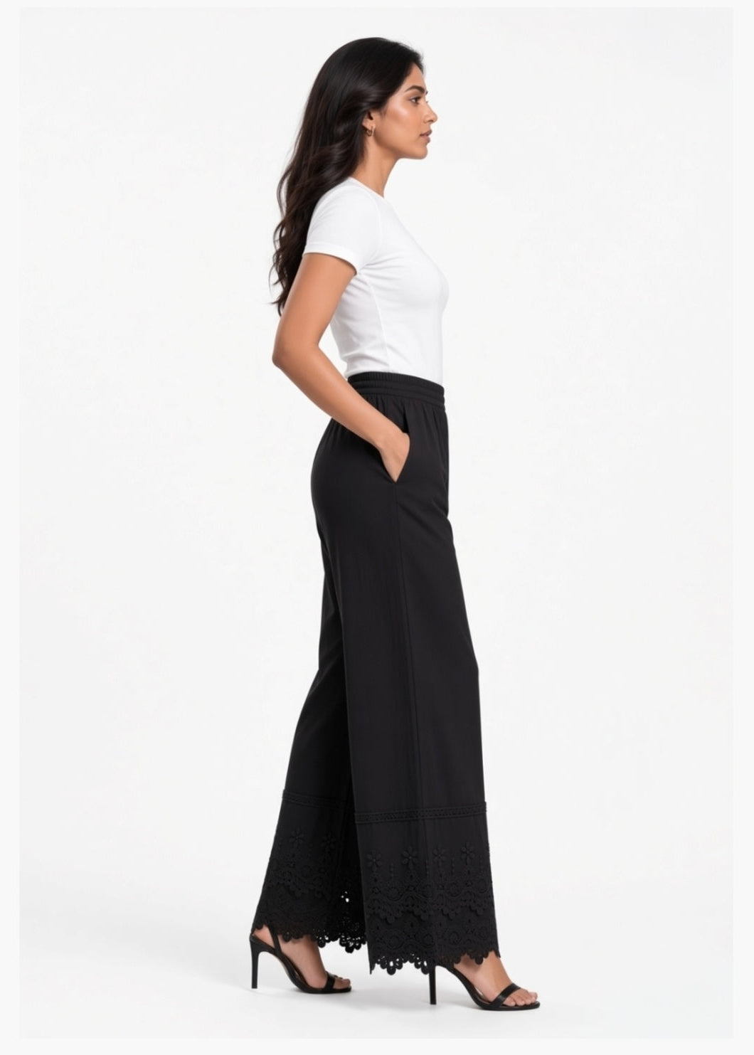 Black Double flare 3D Pant