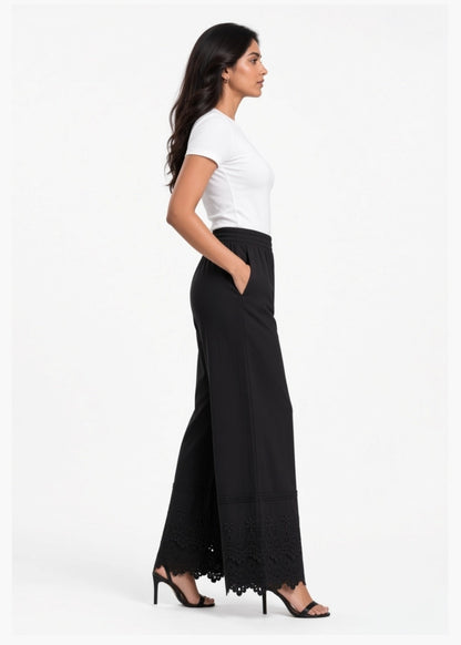 Black Double flare 3D Pant