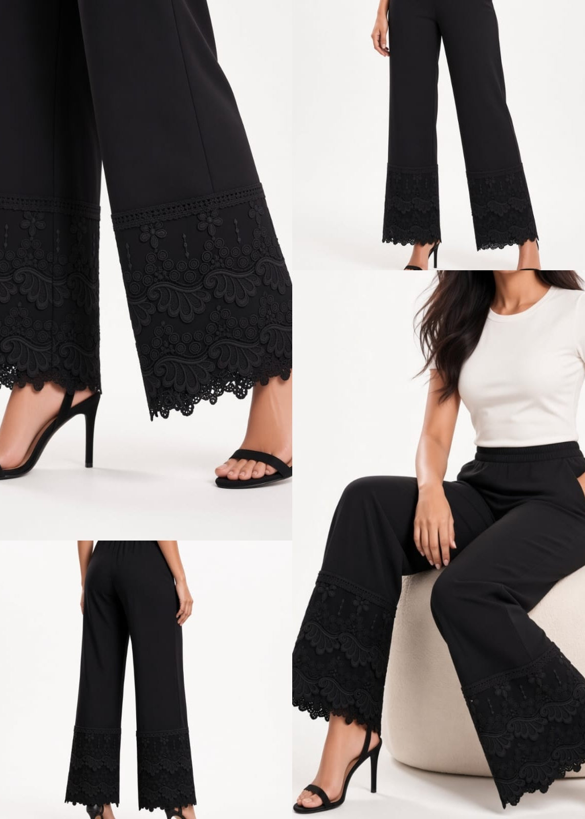 Black Double flare 3D Pant