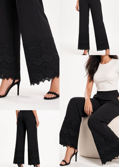 Black Double flare 3D Pant