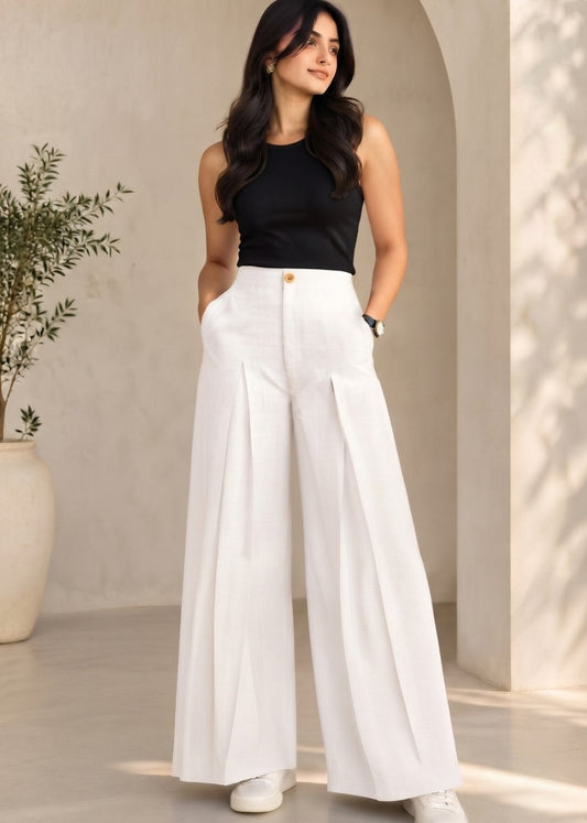 White Pleat pant