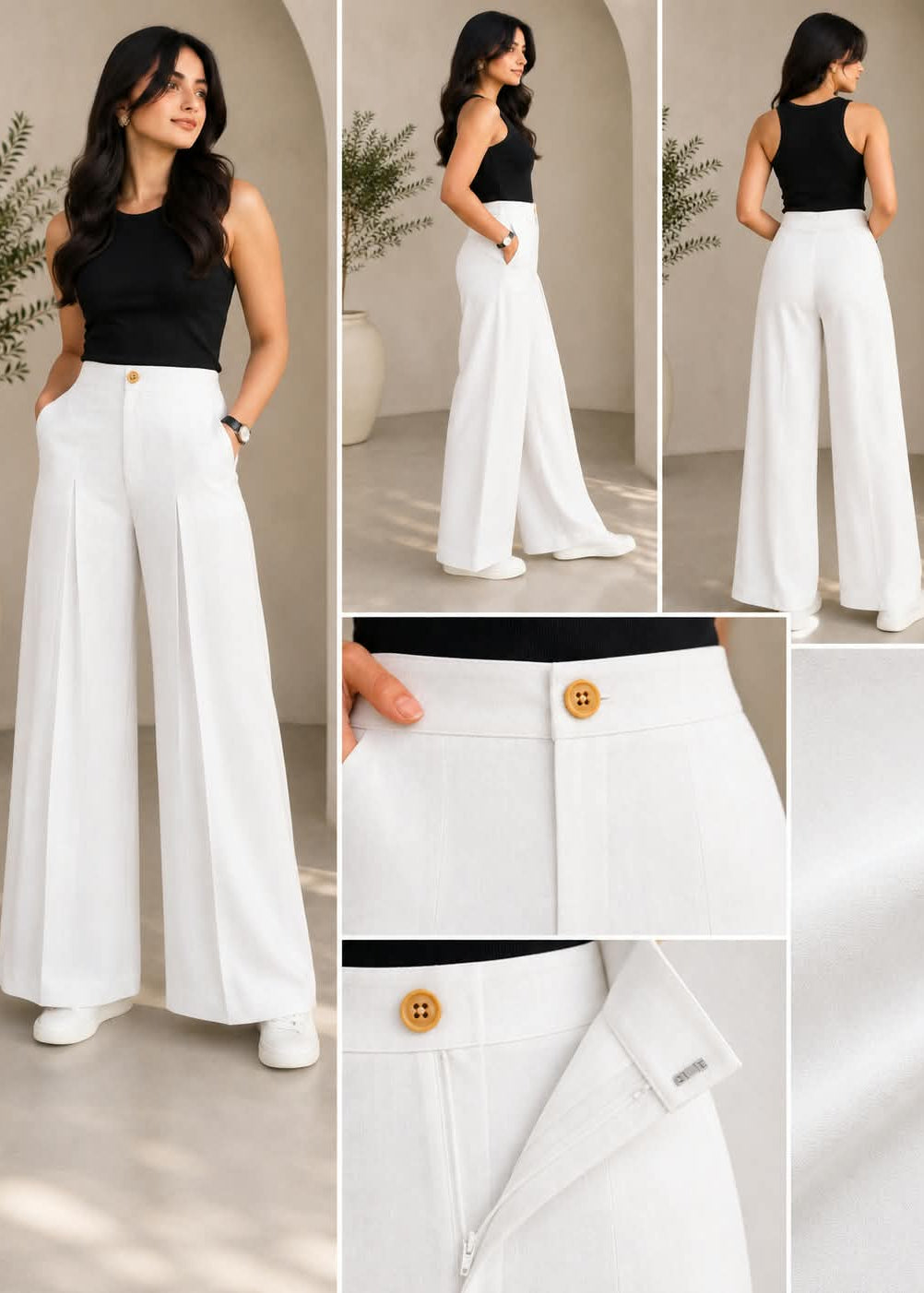 White Pleat pant