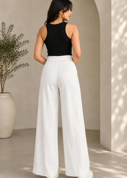 White Pleat pant