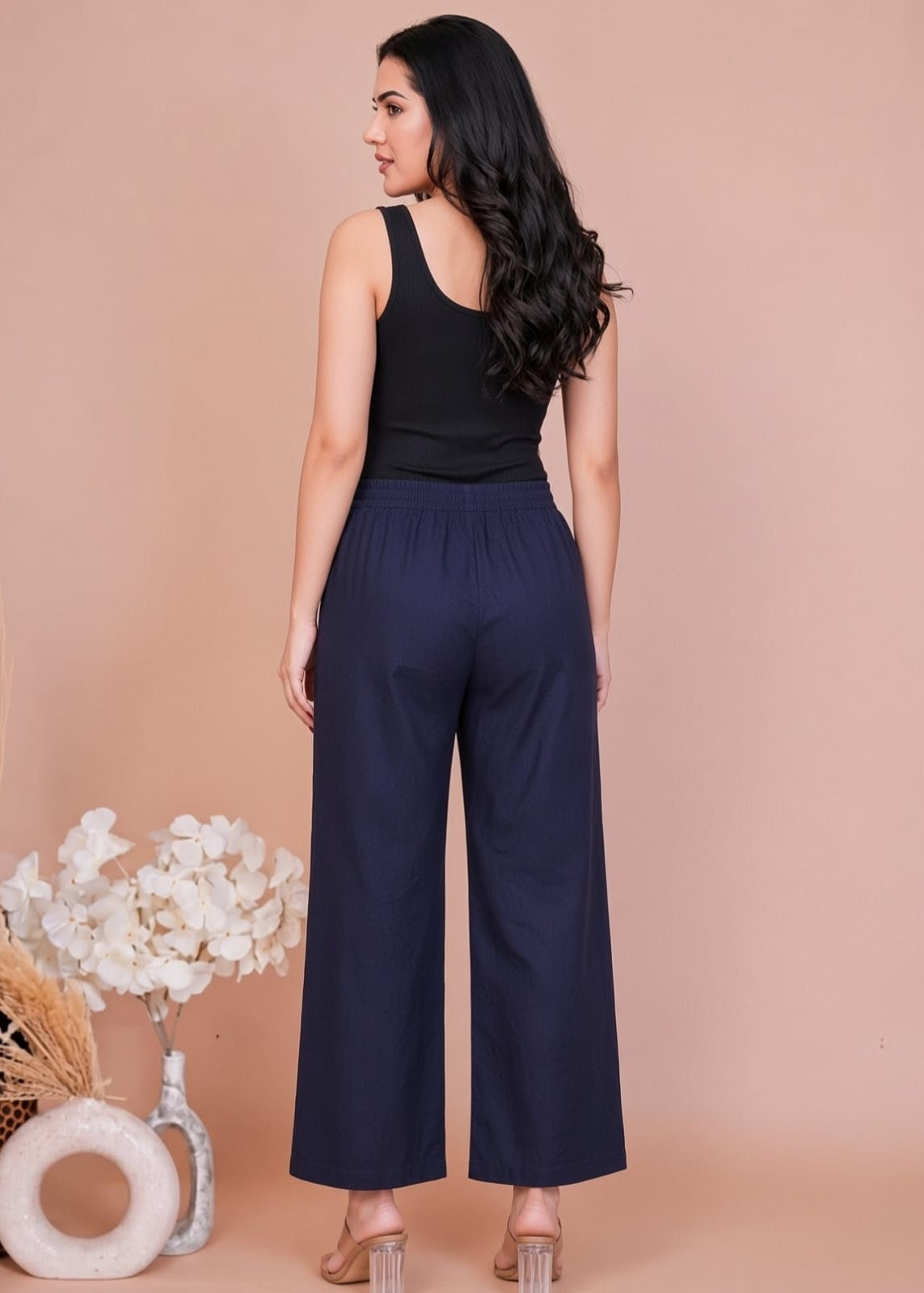 Side Button Deep Blue Denim Pant