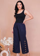 Side Button Deep Blue Denim Pant