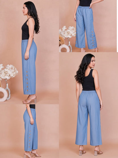 Side Button Ice Blue Pant
