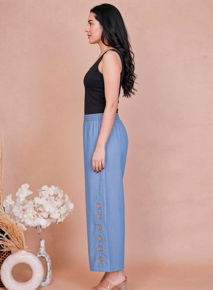 Side Button Ice Blue Pant