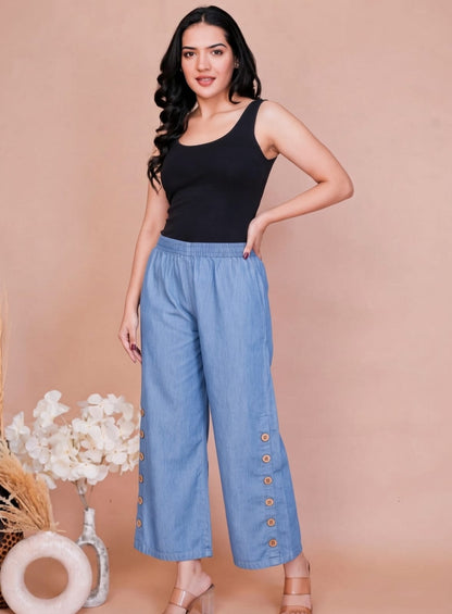 Side Button Ice Blue Pant