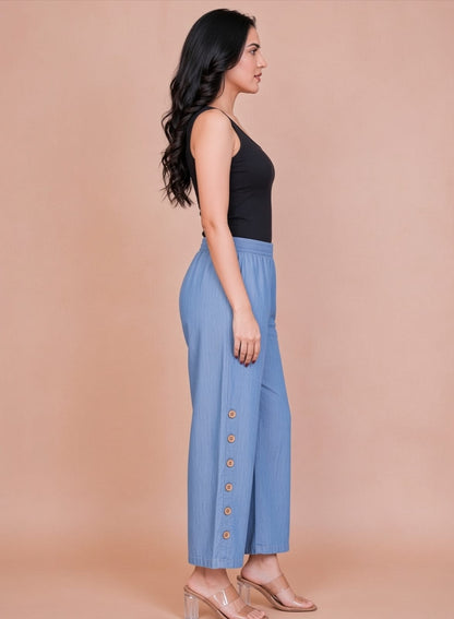 Side Button Ice Blue Pant