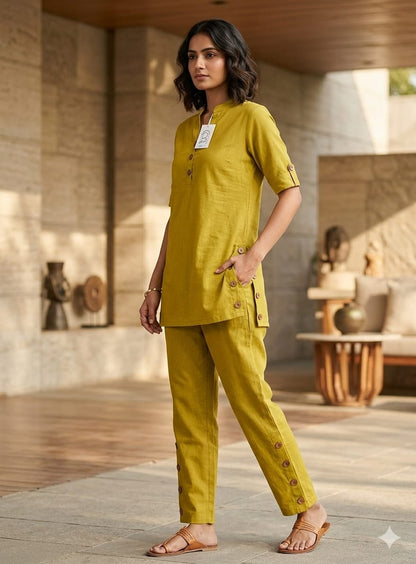 Olive Cotton Linen Co-Ord Set