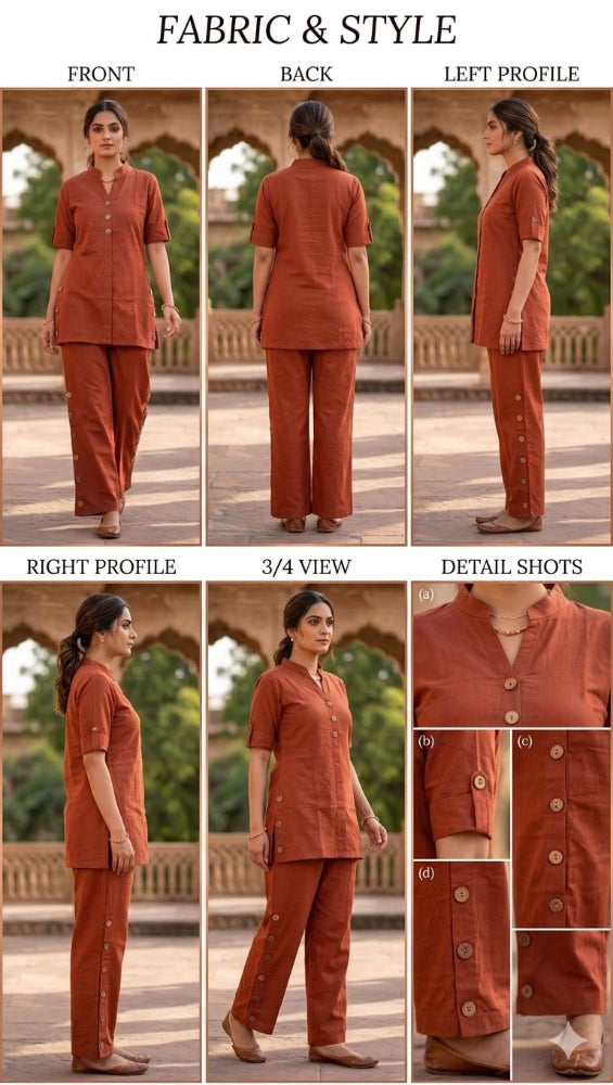 Rust Cotton Linen Co-Ord Set