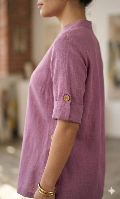 Onion Pink Cotton Linen Co-Ord Set