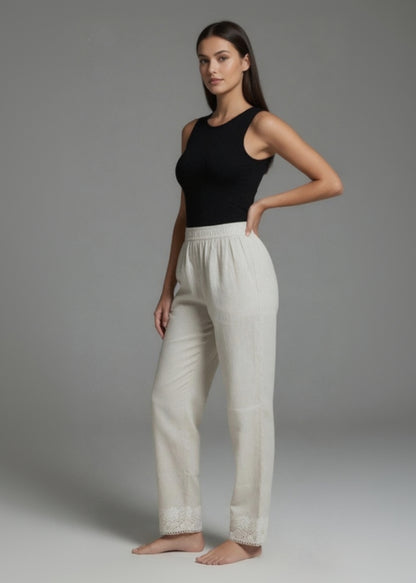 Khadi Stretchable Lace pant