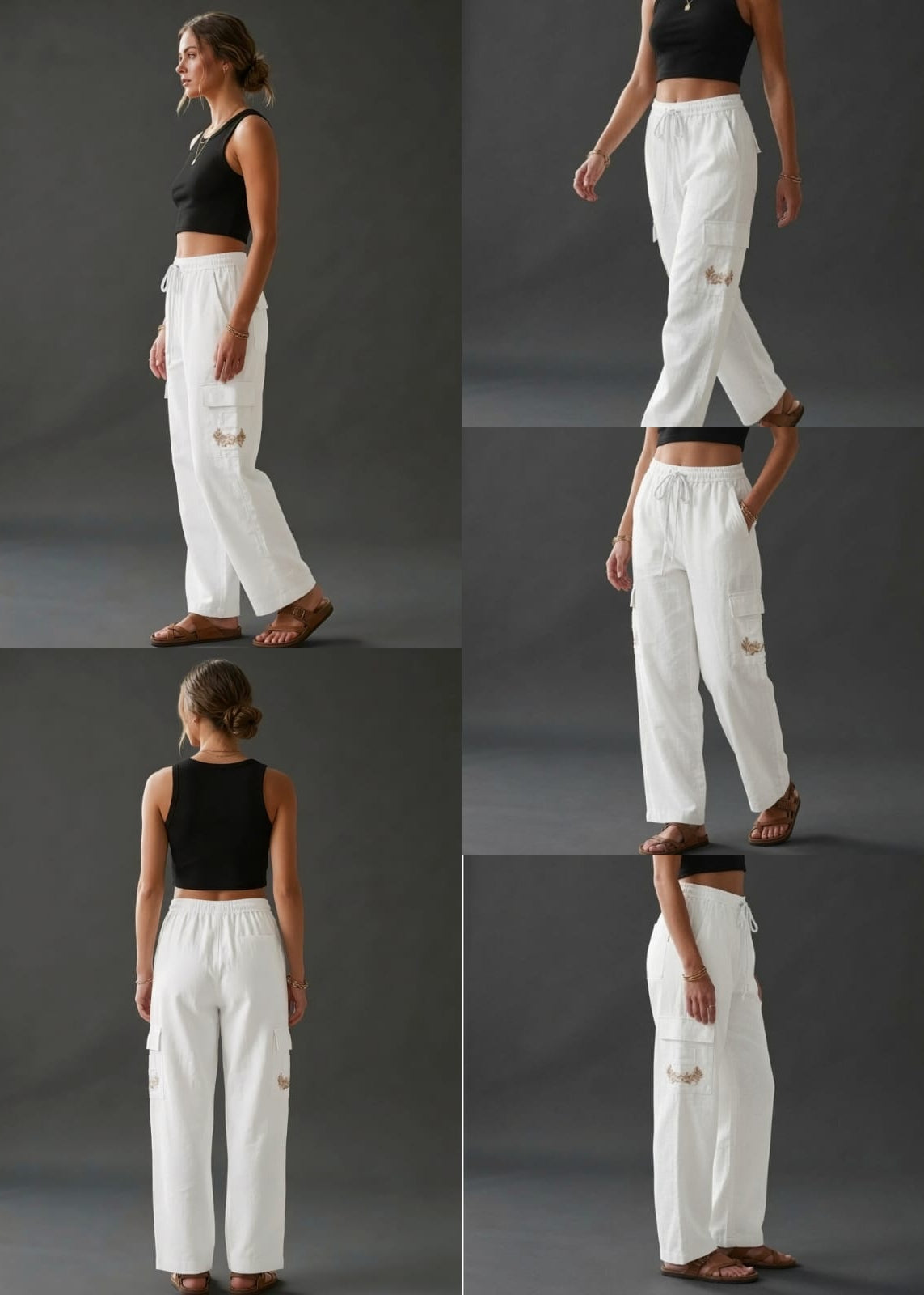White Cotton Cargo Pant