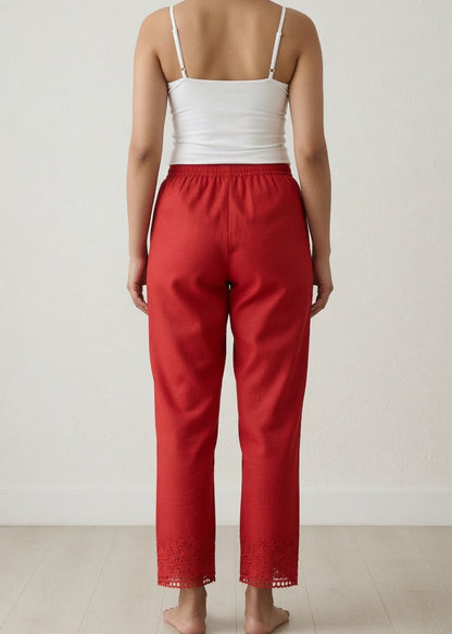 Red Stretchable Lace pants